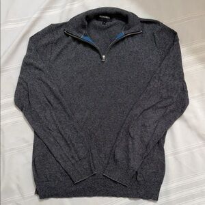 Bonobos Men's Charcoal Quarter Zip-Up Lightweight Sweater Cotton and Cashmere